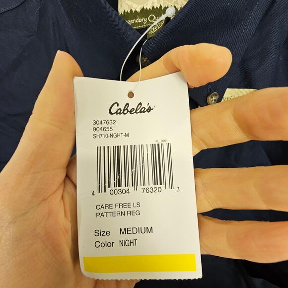 NEW Cabela's  Shirt Dark Blue Wrinkle-Free Button Down Long Sleeve Shirt Men M - Picture 6 of 9